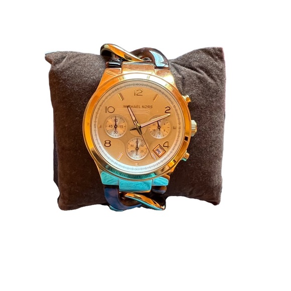 Vintage Michael Kors Turtle Shell Gold Watch - Picture 6 of 13